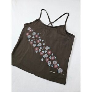 Vintage Columbia Titanium Floral Strap Cami Tank Top Brown Pocket Gorpcore Lg